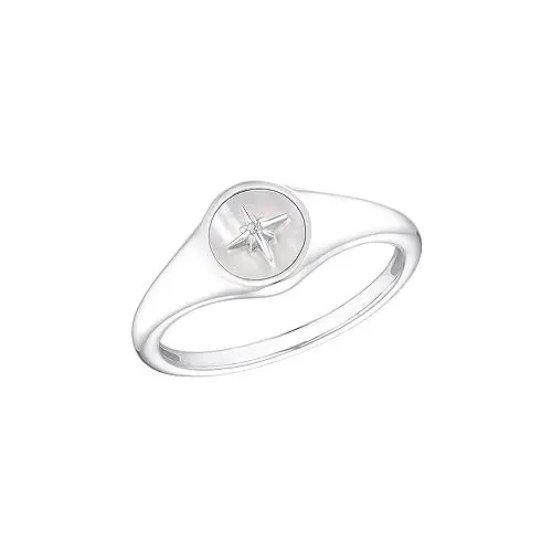 Produktbild: s.Oliver Ring 925 Sterling Silber Damen Ringe, mit Zirkonia synth., Perlmutt, Silber, Stern, Kommt in Schmuck Geschenk Box, 2036886