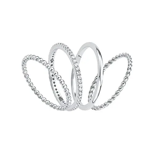 Produktbild: s.Oliver Ring Set für Damen, 925 Sterling Silber, Rhodiniert, Größe: 54