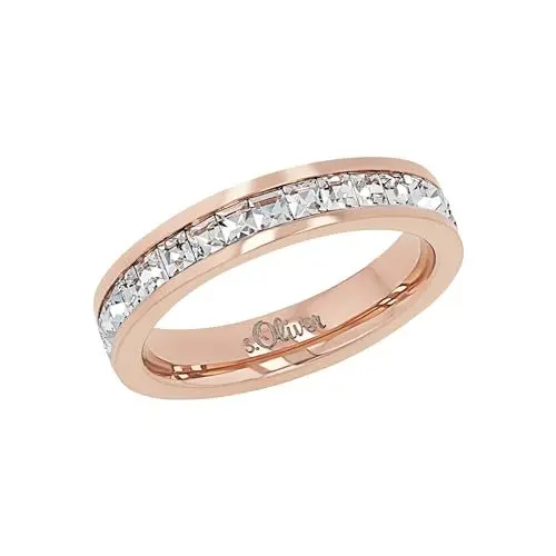Produktbild: s.Oliver Ring Edelstahl Damen Ringe, mit Kristall, Roséfarben, Kommt in Schmuck Geschenk Box
