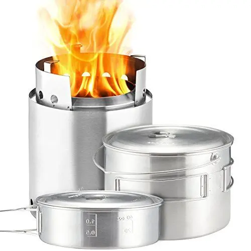 Produktbild: Solo Stove Campfire & 2 Pot Set Kombi: Leichter Holzofen mit Rocket-Kochsystem. Outdoor-Küchenset für Backpacking, Camping, Überlebenstraining, Vorbereitung auf Notfälle. Verbrennt Zweige - KEINE Batterien oder Kanister mit Flüssigbrennstoff notwendig.