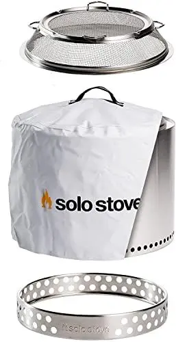Produktbild: Solo Stove Feuerschale „Bonfire“ - Outdoor-Kamin aus Edelstahl, rauchfrei - Set mit Standfuß, Funkenschutz & Schutzhülle - Tragbare Feuerstelle für Terrasse, Garten - ⌀ 49,5 cm, Höhe 44,5cm