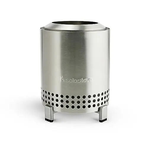 Produktbild: Solo Stove Mesa Tischfeuer Outdoor | Raucharmer Mini Tischkamin, Deko für Garten, Terrasse und Balkon, Mit Pellets oder Holz, Edelstahl, Inkl. Standfuß, Aufbewahrungsbeutel, 17,5 x 13cm, 635g, Silber