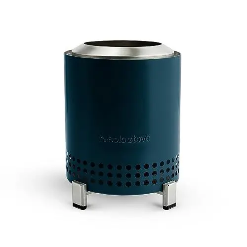 Produktbild: Solo Stove Mesa Tischfeuerstelle mit Standfuß | Raucharmes Mini Outdoor Tischfeuer, Befeuert mit Pellets oder Holz, Edelstahl, Inkl. Tragetasche, 17,5 x 13 cm, 635 g, Blau