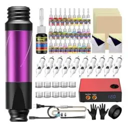 Produktbild: Solong Tattoo-Exklusivset Innovative Hybridmaschine, CE-zertifizierte Nadeln, vielfältige Tinten und umfassendes Zubehör - inklusive Garantie Temporäre Tattoos