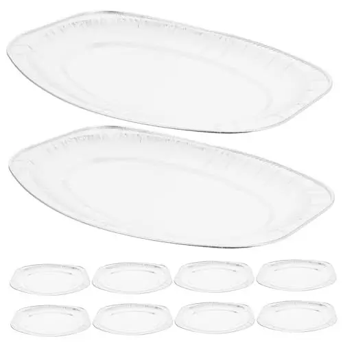 Produktbild: SOLUSTRE 10 Stück Grillschalen Aus Aluminiumfolie, Lebensmittelplatten, Einweg-grillpfannen, Fischschalen, Bratfolienschalen Für Das Servieren Im Freien Und Auf Partys