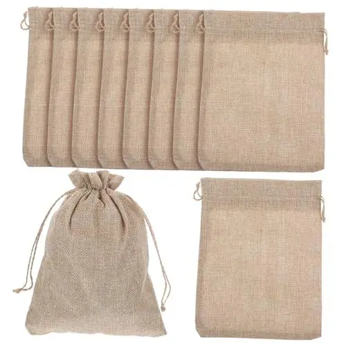 Produktbild: SOLUSTRE 10st Jutebeutel Mit Kordelzug Beutel Behandeln Sack Aus Sackleinen Kleine Jutebeutel Große Taschen Mit Kordelzug Einkaufstüten Leinensäcke Bettwäsche Aus Baumwolle Tragbar Geschenk