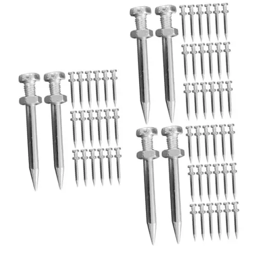 Produktbild: SOLUSTRE 120 Stk Rasenspitzen gartenwerkzeuge gartengräte Rasenlüfter rasenbelüftung gartenaccessoires zubehör nagelzieher Rasenkanten Rasenbelüfter-Schuhpfähle Belüfterstifte Metall Silver