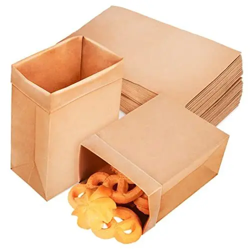 Produktbild: SOLUSTRE 120 Stk Tüte Aus Kraftpapier Lebensmitteleinzelhandelstaschen Braune Kraftpapiertüten Bäckereitüten Aus Braunem Papier Braune Bäckereitüten Bäckerei Taschen Kaffee Große Papiertüte
