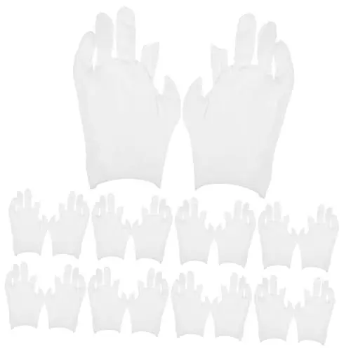 Produktbild: SOLUSTRE 12 Paare Handschuhe work gloves working gloves fingerless gloves men men's gloves herrenhandschuh Schmuckhandschuh reinigen Fahrhandschuh kosmetischer Handschuh Baumwolle Weiß