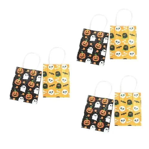 Produktbild: SOLUSTRE 12 Stk Einkaufstüten aus Papier Halloween-Einkaufstaschen Mini-Tasche Geschenktüte aus Papier Süßigkeiten-Einkaufstasche Süssigkeit Papiertüte Geschenktasche Tragetasche