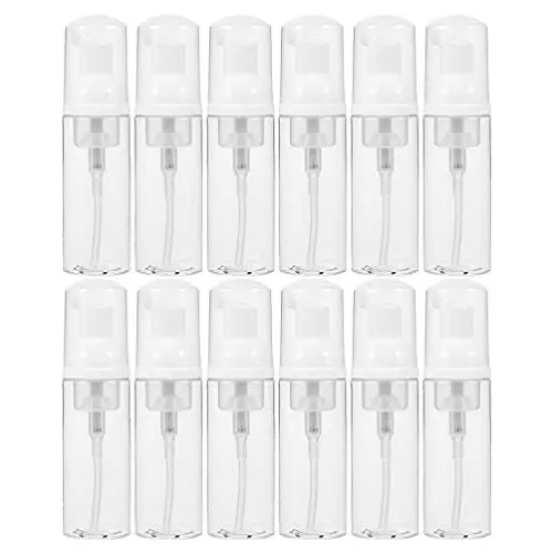 Produktbild: SOLUSTRE 12 Stücke Schaumseifenspender 50ml Leere Pumpflasche Schäumender Seifenspender Transparente Nachfüllbare Reiseflaschen Set zum Befüllen Shampoo Spender Duschgel Flasche für Badezimmer