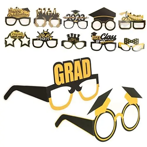 Produktbild: SOLUSTRE 12stücke Abschluss Papierbrillen Konfektionsgröße Für Schule Party Dekoration Fotorequisiten Graduation Zubehör Ohne Branding