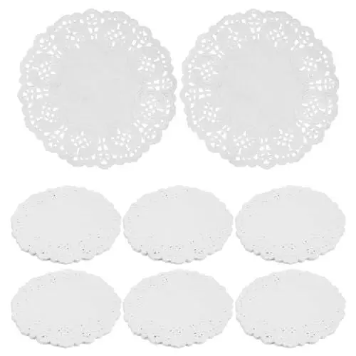 Produktbild: SOLUSTRE 140stücke Runde Backpapier Doilys Für Snacks Pizza Und Desserts Einmalige Elegante Tortenspitze Für Festliche Anlässe Und Küche Für Präsentationen