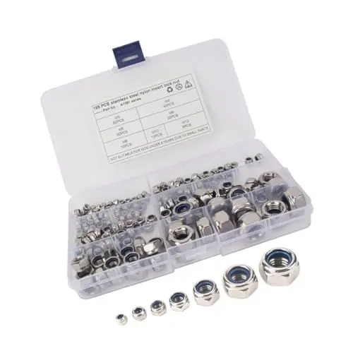 Produktbild: SOLUSTRE Edelstahl Flanschmutter Set Mit Nylon Lock Funktion Rutschfest Innensechskant Für Sichere Befestigungen Und Vielseitige Anwendungen