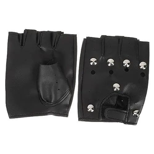 Produktbild: SOLUSTRE 1 Paar Halbfingerhandschuhe Fahrradhandschuhe Für Herren Schwarze Herrenhandschuhe Fingerlose Herren Winterhandschuhe Herren Lederhandschuhe Herren Performance Handschuhe