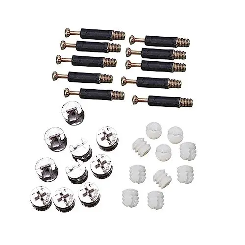 Produktbild: SOLUSTRE 24 Sätze Befestigungsverbinder Cam-lock-beschläge Bausätze Nockenpassbolzendübel Möbelbefestigungsschrauben Cam-lock-befestigung Nockenschloss Zubehör Plastik Metall Kleiderschrank