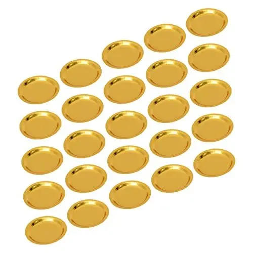 Produktbild: SOLUSTRE 25 Stück Servierteller Runder Kuchenteller Goldene -Vorspeisepapier Dessertteller Dekorative Pappteller Dekorative Goldene