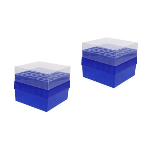 Produktbild: SOLUSTRE 2St Gefrierbox Plastikröhrchenhalter Tiefkühlbox Teströhrchenhalter Plastikbox kunststoffbehälter Behälter für Laborreagenzgläser Fläschchenhalter Fläschchengestell Blue