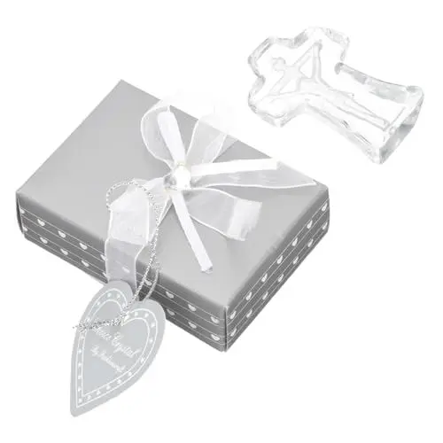 Produktbild: SOLUSTRE 2 Sätze Kristall Kreuz Gold Heilig Veranstaltungsdekor Andenken Katholisch Stehende Kreuze Als Tischdekoration Erste Ästhetisch Dekorationen Hochzeit Träger Kruzifix Transparent