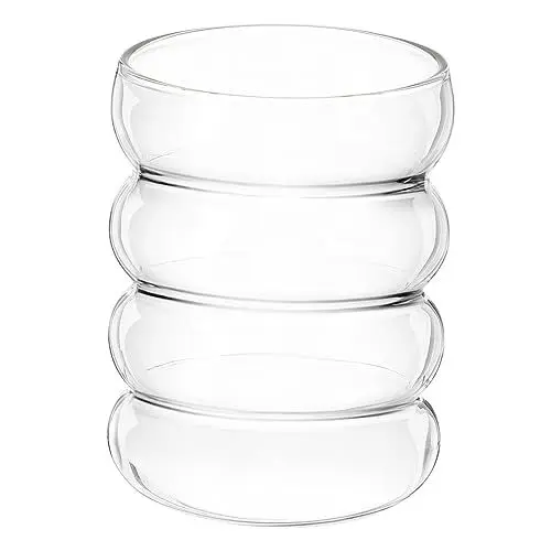 Produktbild: SOLUSTRE 2 Stück Wellglas Trinkbecher Glas Kaffeebecher Trinkbecher Bar Wasserbecher Zuhause Glasbecher Glas Milchbecher Glas Kaffeetasse Teetasse Milchbecher Hitzebeständiger Glas