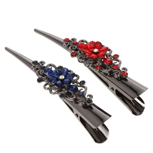 Produktbild: SOLUSTRE 2st Hornclip Aus Strass Haarspangen Für Mode-haarnadel Strass-alligator-haarspange Mini Haarspangen Haarklammern Dekorative Entenschnabel Fräulein Ausgabekarte Legierung