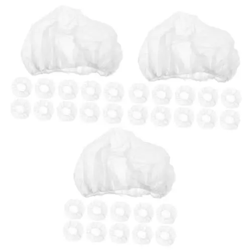 Produktbild: SOLUSTRE 300 Stk Pilzkappe blaue Kappe Accessoires für Haare Kappen Haarhaube Einweghüte aus Vliesstoff Einweg-Haarnetzabdeckung flauschige Haarkappe Zubehör Hut Arbeit Weiß