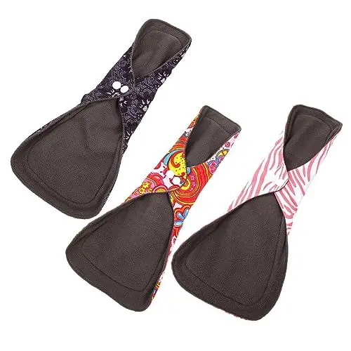 Produktbild: SOLUSTRE 3St Tante Handtuch Reinigungstücher Holzkohle-Damenbinde dais periodenunterwäsche Menstruationsunterwäsche Zeitraum Pad waschbare Menstruationsbinden extra groß Menstruationspad