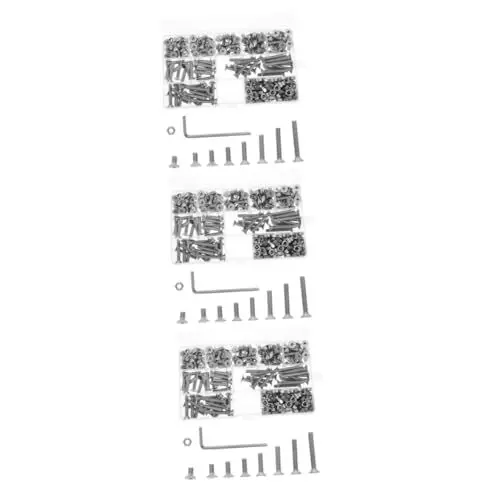 Produktbild: SOLUSTRE 3 Sätze Schraubensatz Schrauben- Und Mutternsatz Senkschraube Flachkopfschrauben Flache Unterlegscheiben Hardware-unterlegscheiben Nuss Bolzen Kohlenstoffstahl Silver 260 Stück * 3