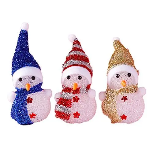 Produktbild: SOLUSTRE 3 Stücke LED Schneemann Figur Nachtlicht Acryl Dekofigur Weihnachtsdeko Beleuchtung Weihnachten Tischdeko Beleuchtet für Xmas Feengarten Deko Weihnachtsgeschenke