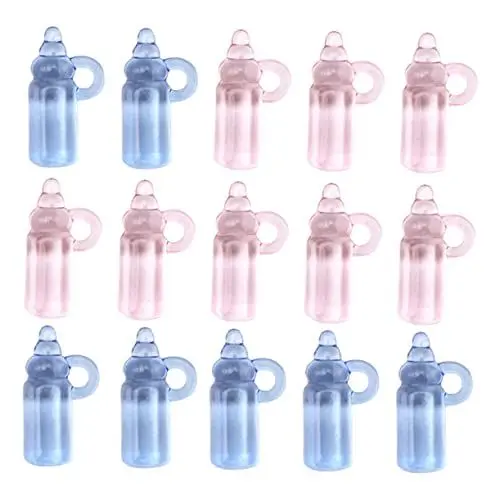 Produktbild: SOLUSTRE 48 Stück Babyflasche Deko Charme Für Babyparty Transparente Kleiner Spielzeuge Selbstgemacht Party Ornamente Rosa Und Blau Vielseitig Einsetzbar Für Geschenke Und Foto