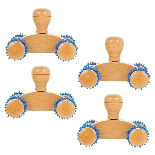 Produktbild: SOLUSTRE 4 Massagerolle aus Holz Roll-Nacken-Massagegerät Massagerollenstab Nackenmassagegerät Handmassagegerät Handwerkzeuge Massagestab Roller Handmassagerolle Rückenmassagerolle