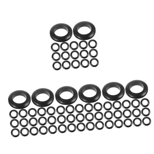 Produktbild: SOLUSTRE 4 Sätze Gummiring-kabelabdeckung Netzkabel Versteck Anschlüsse Abteil Elektrischer Drahtschutz Doppelseitiger Drahtschutz Kunststofftüllensatz Plastikstopfen Pvc Black 50 Stück * 4