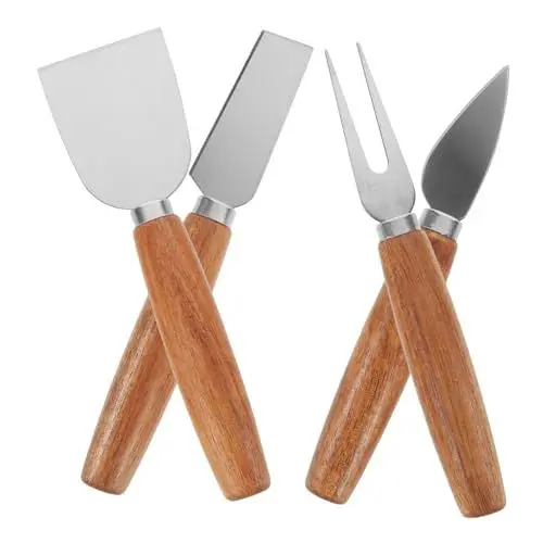 Produktbild: SOLUSTRE 4stücke Teiliges Käsewerkzeug Holzgriff Käsehobel Käsemesser Käsegabel Und Butterschneider Rostfreiem Für Küche Und