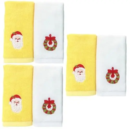 Produktbild: SOLUSTRE 6 STK Weihnachtshandtuch Weihnachtshandtücher Küche Weihnachtsstrumpffüller Weihnachts-Sankt-handtücher Rentierhandtücher Urlaubsbadetuch Geschirrhandtuch Weiß Baumwolle Gestickt