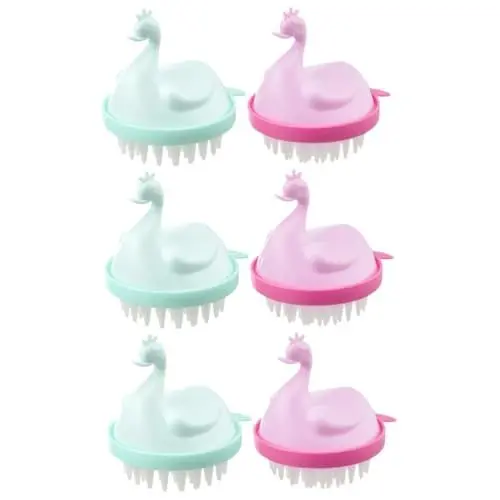 Produktbild: SOLUSTRE 6 Stk Massage-shampoo-kamm Bürste Für Lockiges Shampoo Für Lockiges Haar Katze Badebürste Manuelle Kopfhautpflege Haustier-shampoo Karikatur Tpe Kind Haarbürste