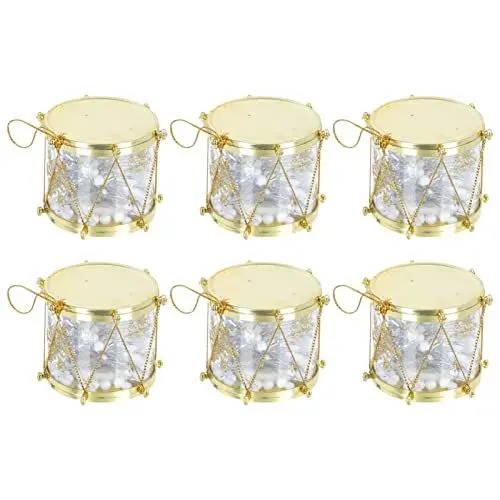 Produktbild: SOLUSTRE 6 Stücke Weihnachtsbaum Deko Anhänger Mini Drum Trommeln Ornament mit Beleuchtung Weihnachtsanhänger Weihnachtskugeln Weihnachten Deko Christbaumschmuck Baumschmuck für DIY Xmas Deko
