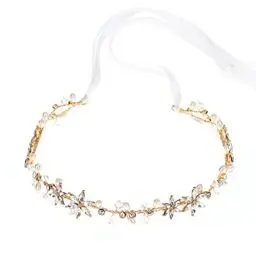 Produktbild: SOLUSTRE Damen Brautgürtel Hochzeit Strass Kristall Perle Gürtel Hochzeitskleid Blatt Brautjungfer Schärpe Für Braut Zubehör Golden
