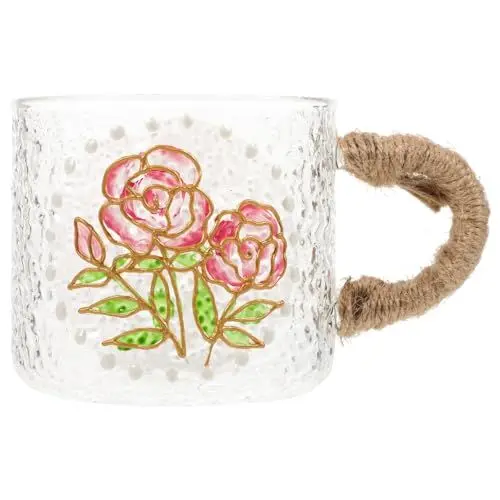 Produktbild: SOLUSTRE Glas Wasserbecher Retro-design Hochwertige Teetasse Mit Griff Eleganter Trinkbecher Für Haus Büro Für Getränke Aller Art Hitzebeständig Und Handgefertigt
