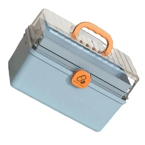 Produktbild: SOLUSTRE Kasten Hausapotheke Notfallkoffer Für Die Familie Notfallbox Mini-vorratsbehälter Notfall-erste-hilfe-set Für Zu Hause Pille Kunststoff-box Handtasche Reisen Hohe Kapazität Plastik