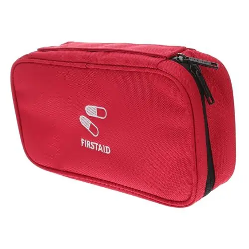 Produktbild: SOLUSTRE Kfz-Notfallset liefert Tasche Reisetasche Notfallkoffer Aufbewahrungstasche Notfall-Trauma-Tasche Erste-Hilfe-Tasche tragbar Pillendose Erste-Hilfe-Kasten reisen rot