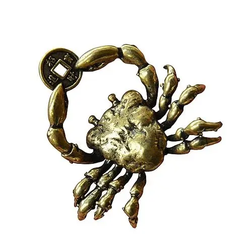 Produktbild: SOLUSTRE Messing Krabben Figurine Retro Tier Skulptur Desktop Dekoration für Wohnzimmer Büro Feng Shui Wohnaccessoire