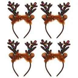 Produktbild: SOLUSTRE Rentier Geweih Stirnband LED Leuchten Haarreifen Weihnachten Haarband Kopfbedeckungen Kinder Erwachsene Weihnachten Party Cosplay Kostüm Zubehör Foto Requisiten 4 Stück