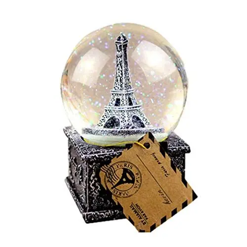 Produktbild: SOLUSTRE Schneekugel Musik Box Eiffelturm Globe Glas Ball Dekoration mit Musik Tisch Display Winter Schneefall Ball Spielzeug Ohne Batterien (Gelegentliche Farbe)