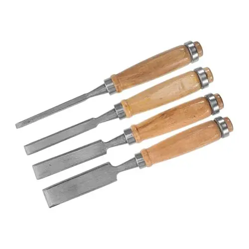 Produktbild: SOLUSTRE 4-teiliges Holzschnitzmeißel-set Zapfenloch-holzbearbeitungs-gravierwerkzeuge Flachmeißel-set für Projekte Holzhandwerkswerkzeuge