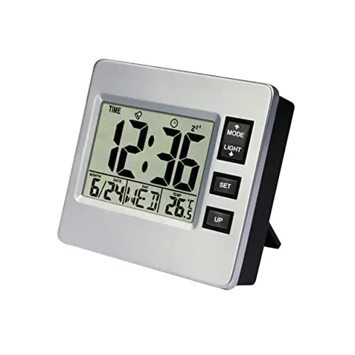 Produktbild: SOLUSTRE Tischwecker mit Luminous Display Digitaler Wecker für Schlafzimmer Schüler Familie Kompakte Alarmuhr ohne Batterie Temperaturanzeige Energiesparend Design
