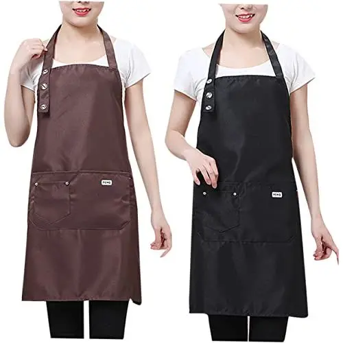 Produktbild: SOLUSTRE Wasserdichte Küchenschürze mit Tasche Unisex Ölbeständig Verstellbar Leicht zu Reinigen für Kochen Gartenarbeit Backen und Restaurantgebrauch Schwarze Schürze