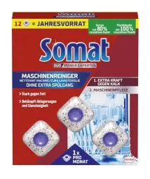 Produktbild: Somat Maschinenreiniger Tabs Anti-Kalk (12 WL), Spülmaschinenreiniger für monatlichen Gebrauch, Reinigungs-Tabs für die Spülmaschine, kein extra Spülgang