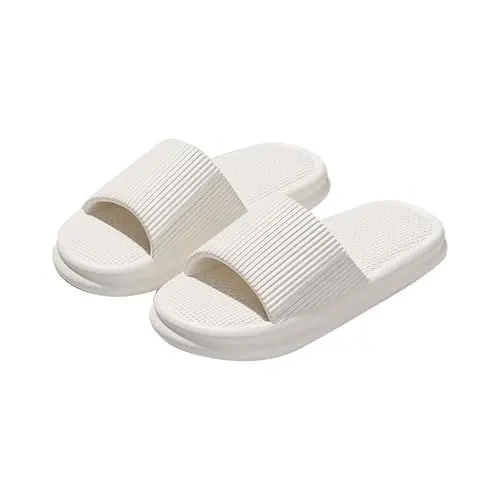 Produktbild: Sommer Badeschuhe Damen Herren Atmungsaktive Bequem Badelatschen Gummi Weiche Leichte Badeschlappen Casual Hausschuhe Indoor Outdoor Flip Flops Rutschfest Schuhe Offener Zeh Hausschlappen