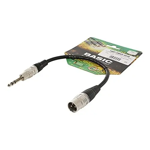 Produktbild: Sommer Cable Basic+ 90cm Audioadapter XLR Stecker 3-pinl auf 1x Klinke 6,3mm Stecker 3-pol Patch Pedal Instrument Kurzkabel 0,9m - HBP-XM6S-0090