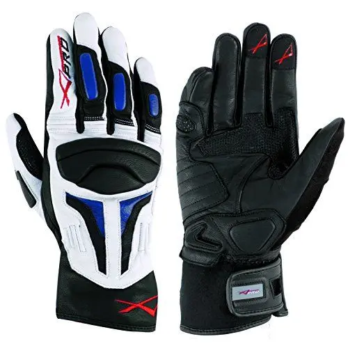Produktbild: Sommer Sport Leder Gepolsterte Handschuhe Roller Motorrad Bikers Weiss/Blau L